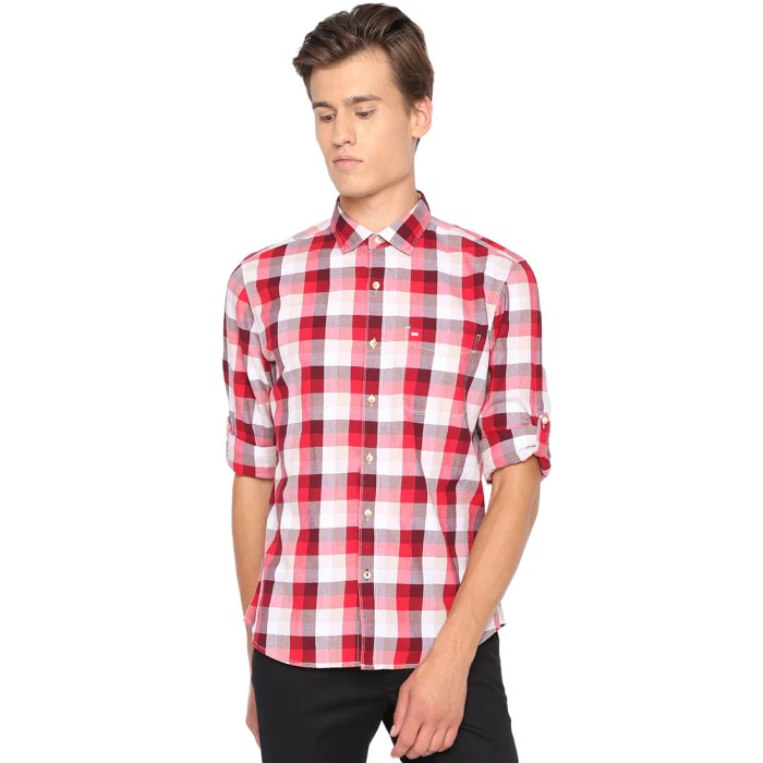 Men's red dress shirt slim fit