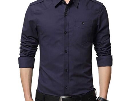 Mens dark blue dress shirt outfit