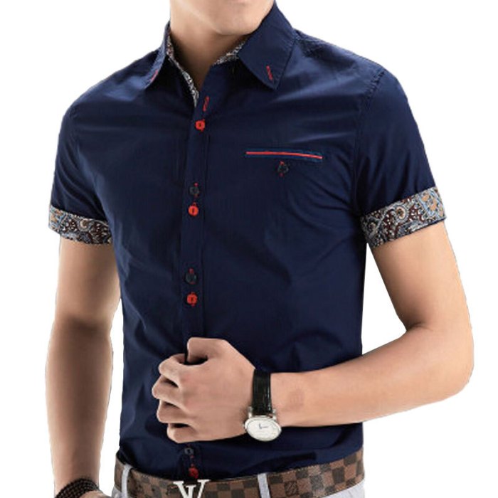 Short sleeve dress shirt for men