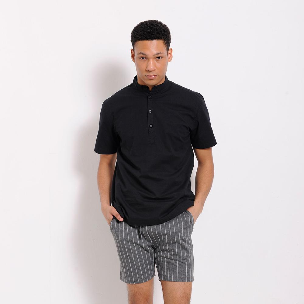 Men's black dress shirt short sleeve