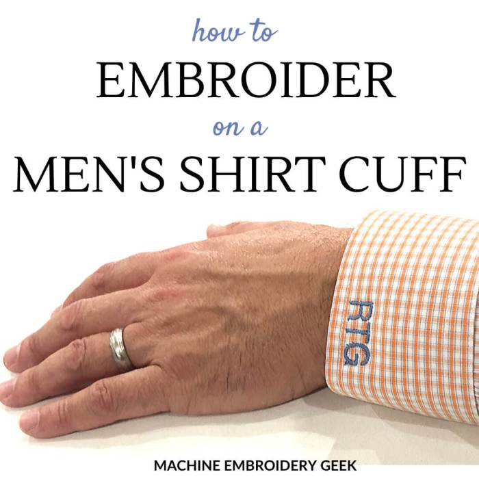 Men's dress shirt cuff monogram