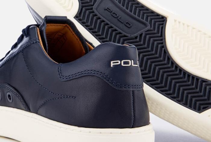 Polo trainers leather ralph lauren men court blue shoes navy sneakers allsole