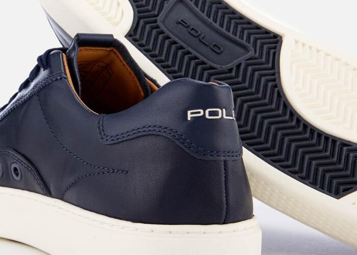 Polo trainers leather ralph lauren men court blue shoes navy sneakers allsole