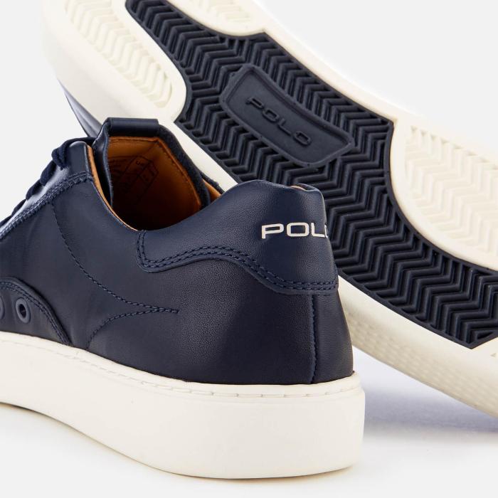 Polo trainers leather ralph lauren men court blue shoes navy sneakers allsole