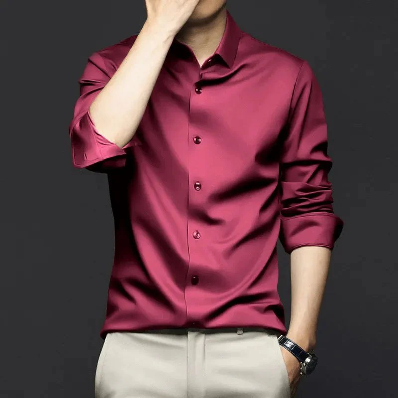 Wine color men's dress shirt