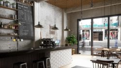 Desain interior kedai kopi sederhana