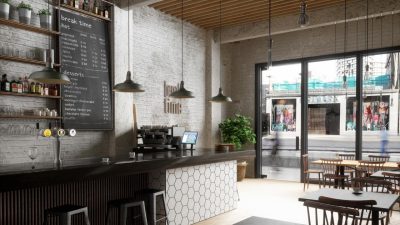 Desain interior kedai kopi sederhana